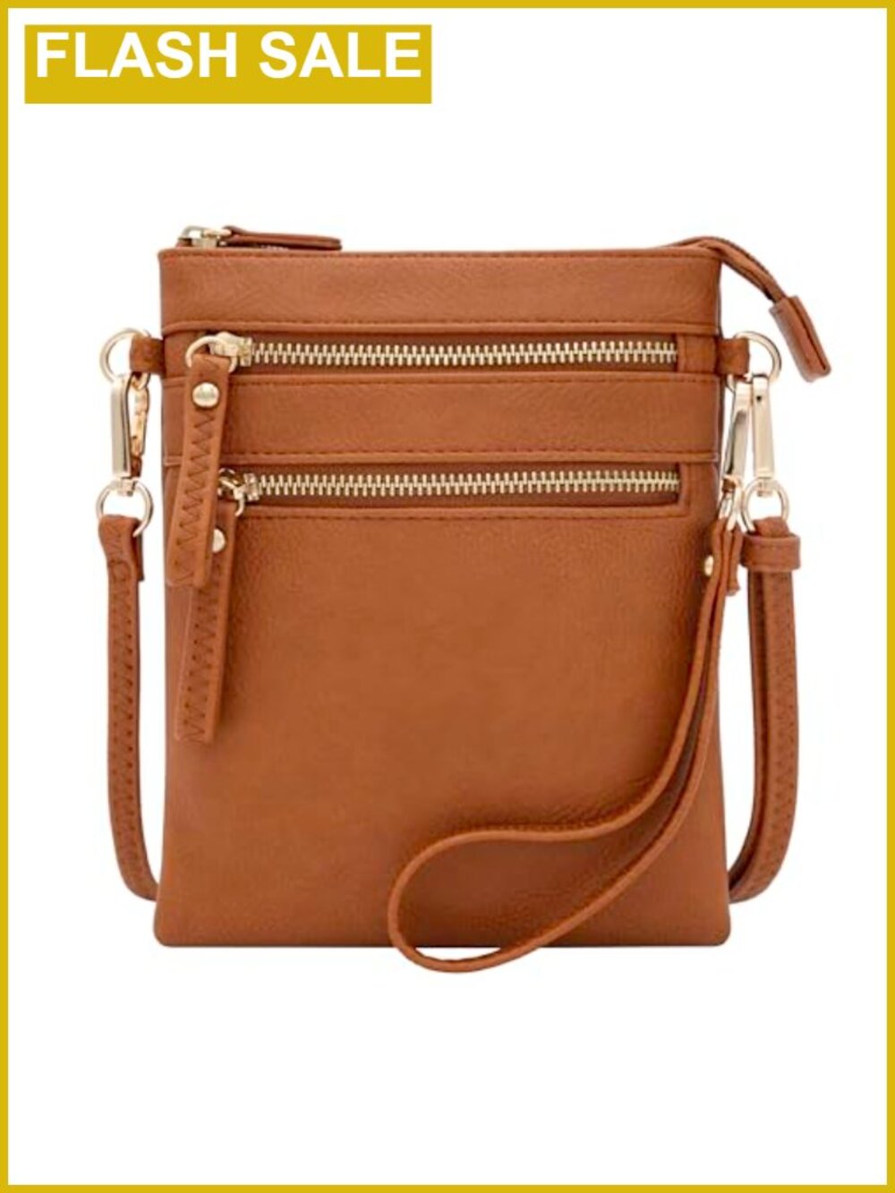 Faux Leather Small Crossbody Bag with 6 Pockets, Detachable Wristlet